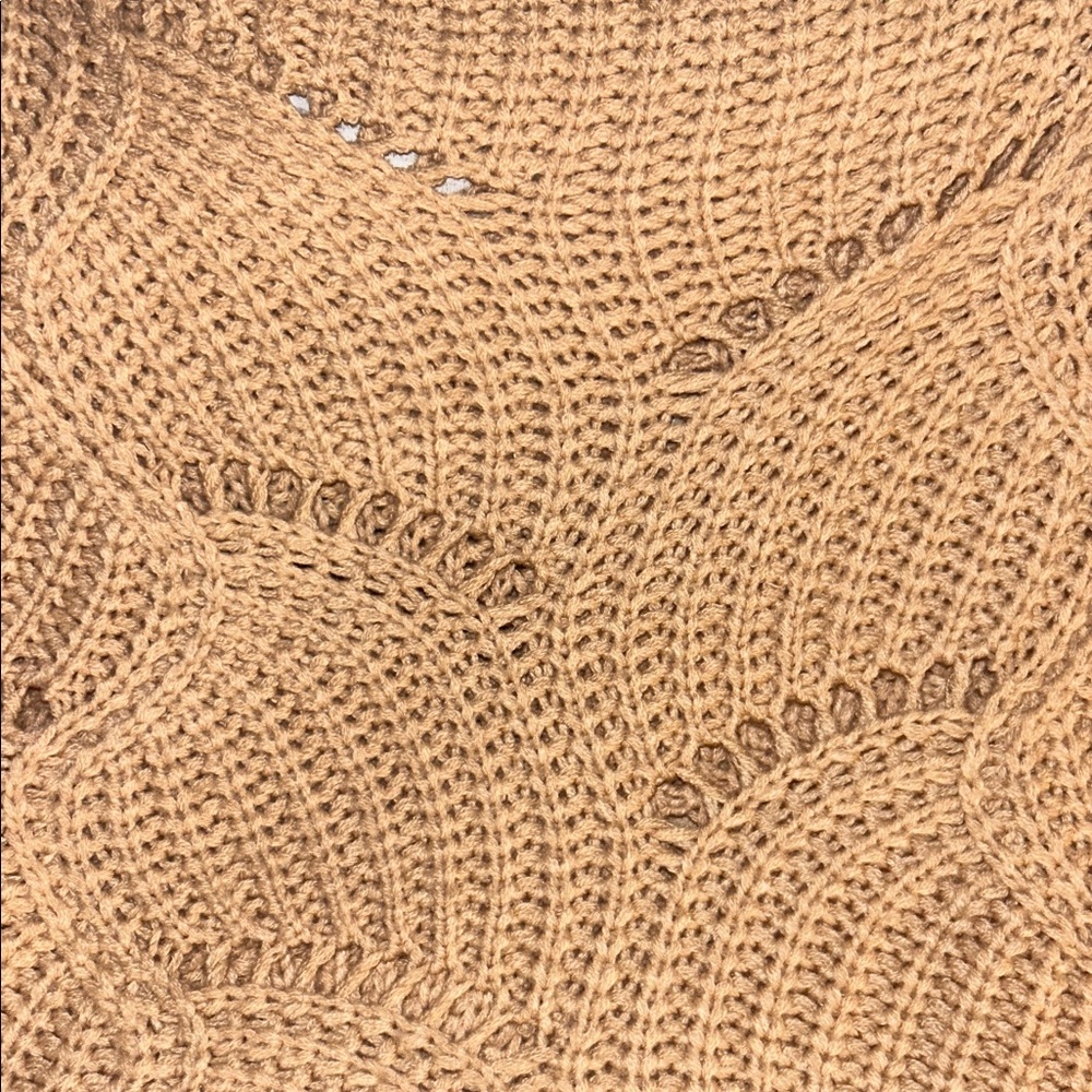 Elodie Cropped Oversized Scalloped Hem Crochet Bat Wing Sweater M Dusty Pink - Picture 8 of 10